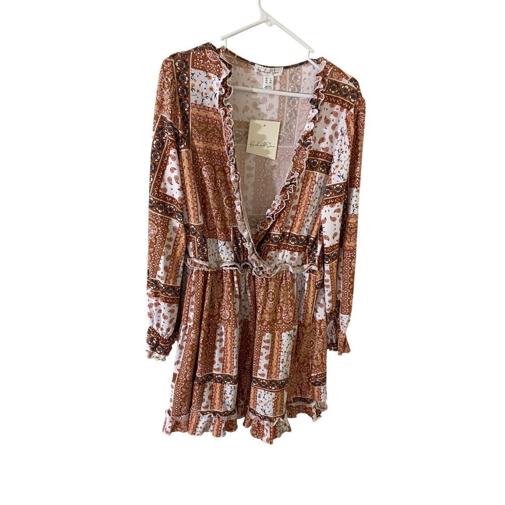 NWT Birch & Stone Women's Pathwork V Neck Patterned Dress - XL